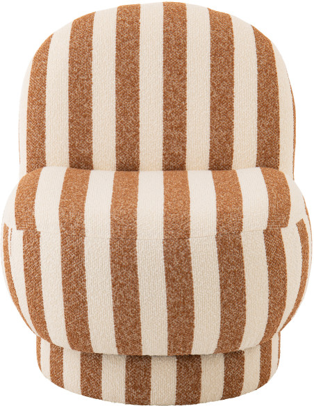 Fauteuil design bord de mer Tissu Marron camel Blanc crème Motif rayures Bois Lijnen