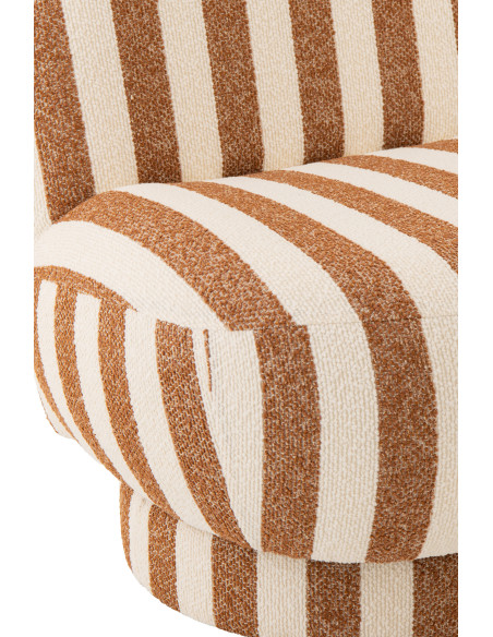 Fauteuil design bord de mer Tissu Marron camel Blanc crème Motif rayures Bois Lijnen