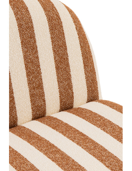 Fauteuil design bord de mer Tissu Marron camel Blanc crème Motif rayures Bois Lijnen