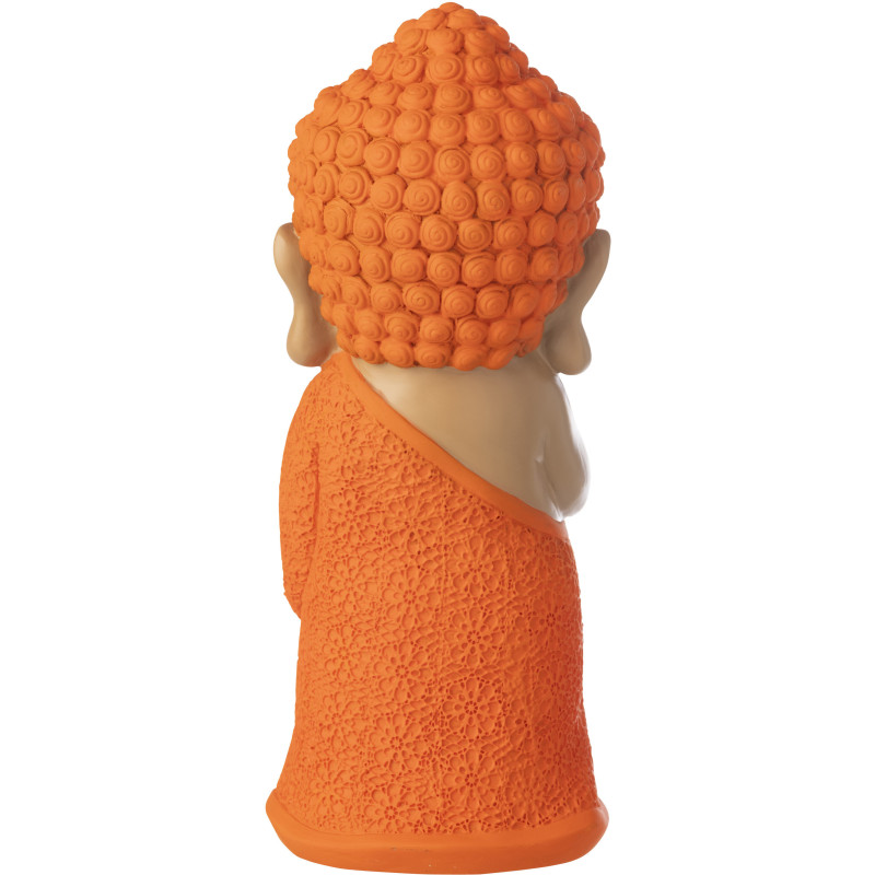 Grande Statuette déco Moine Priant H 32 cm Résine Orange Beige Zenko 