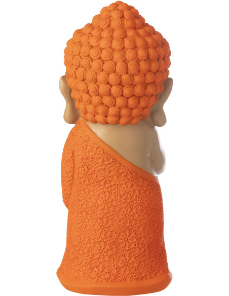 Grande Statuette déco Moine Priant H 32 cm Résine Orange Beige Zenko 