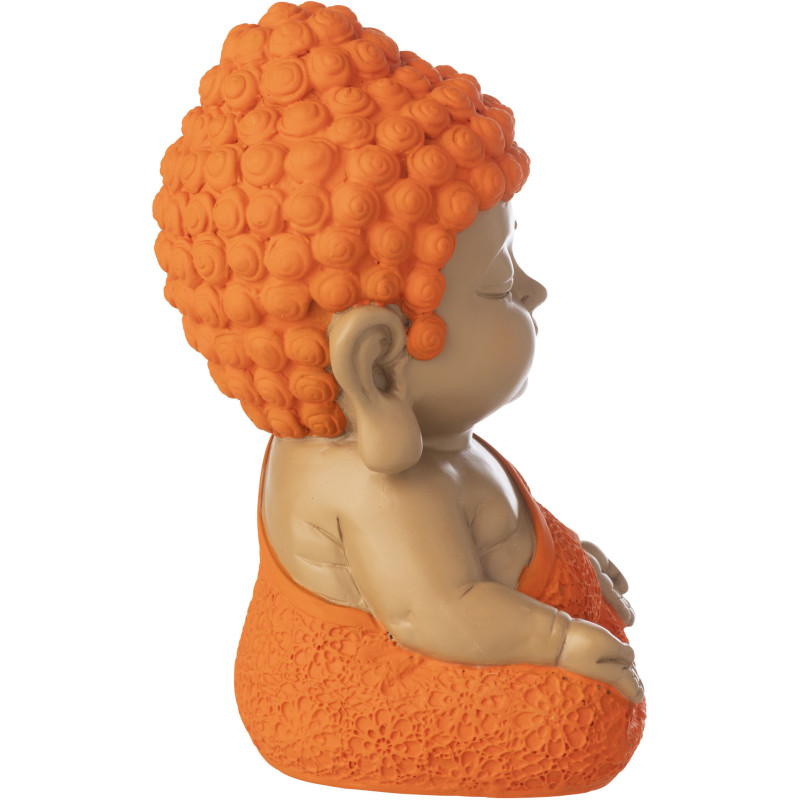 Statuette déco Moine Zen H 19 cm Résine Orange Beige Zenko 