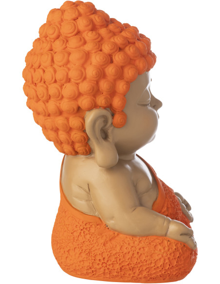 Statuette déco Moine Zen H 19 cm Résine Orange Beige Zenko 