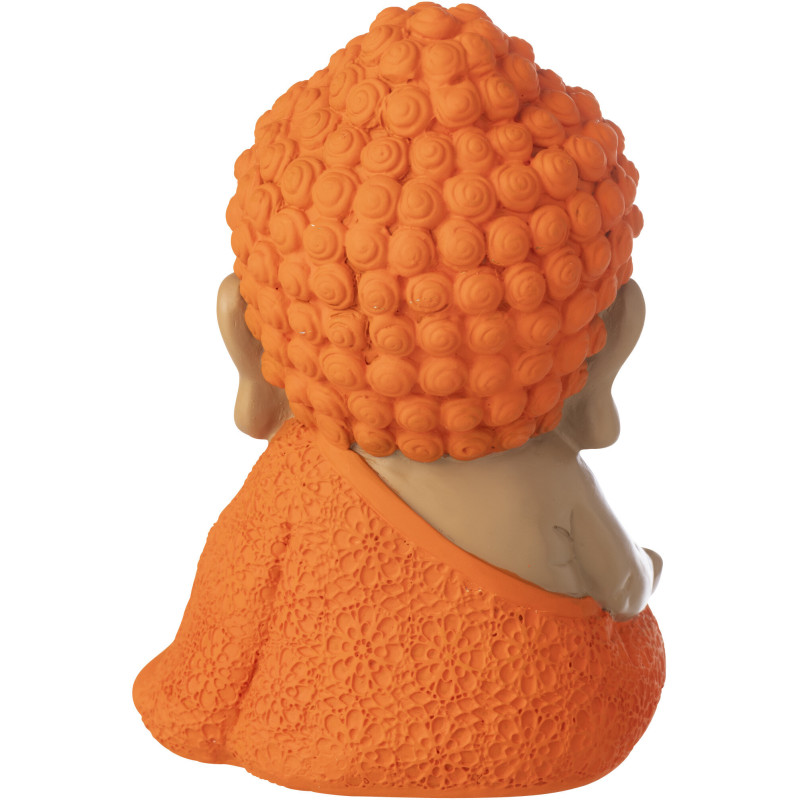 Statuette déco Moine Zen H 19 cm Résine Orange Beige Zenko 