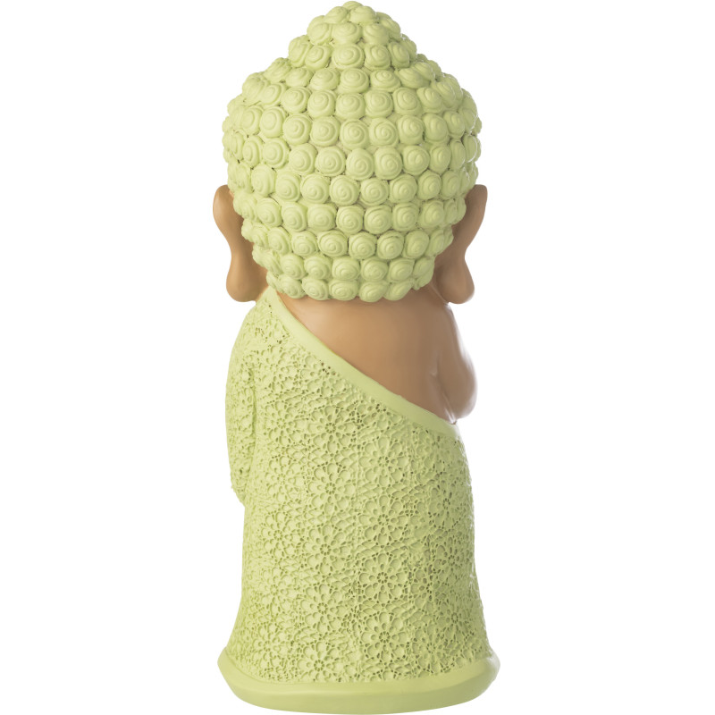 Grande Statuette déco Moine Priant H 32 cm Résine Vert menthe Beige Zenko 