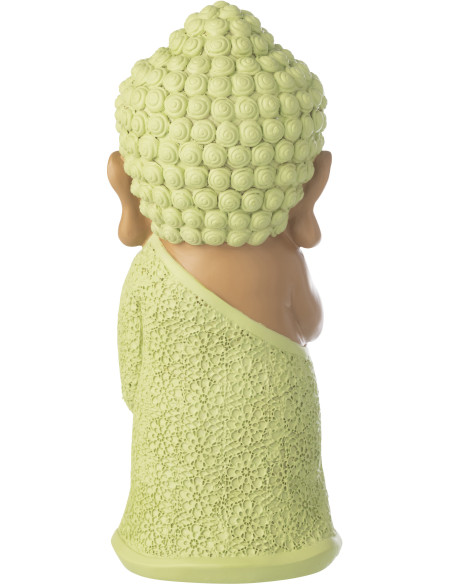 Grande Statuette déco Moine Priant H 32 cm Résine Vert menthe Beige Zenko 