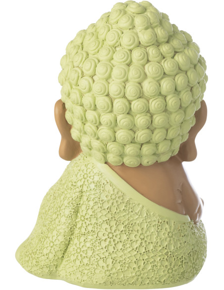 Statuette déco Moine Zen H 19 cm Résine Vert menthe Beige Zenko 