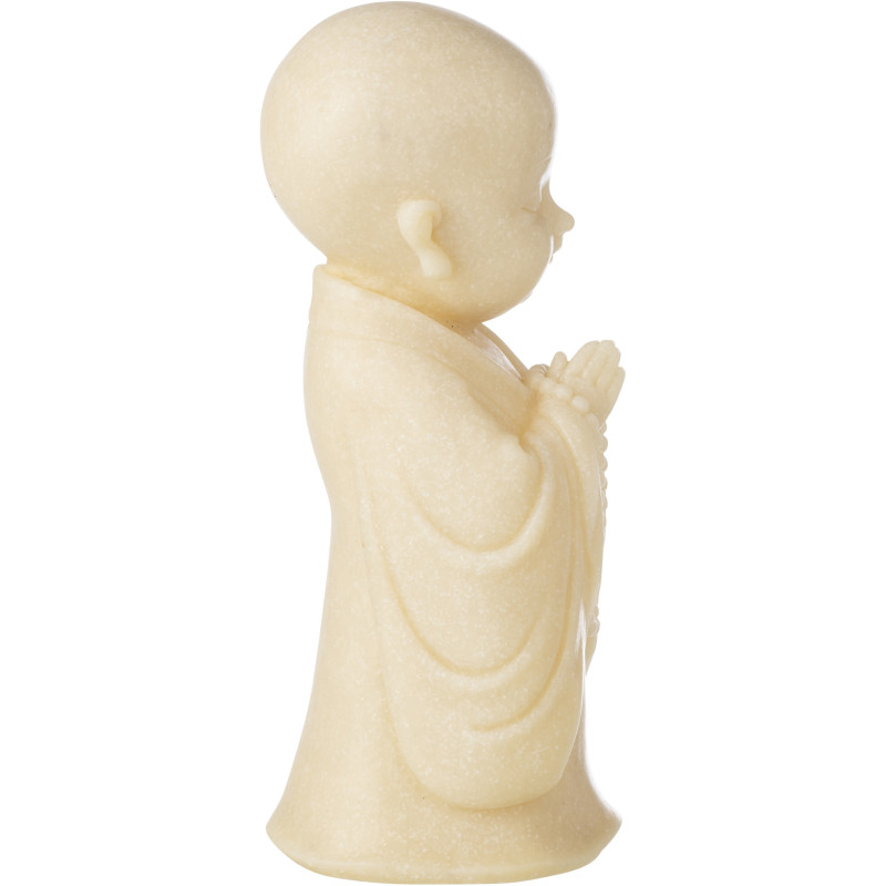 Grande Statuette déco Moine Priant H 32 cm Résine Jaune clair Satori 