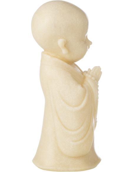 Grande Statuette déco Moine Priant H 32 cm Résine Jaune clair Satori 