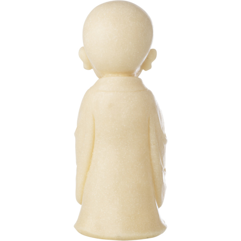 Grande Statuette déco Moine Priant H 32 cm Résine Jaune clair Satori 