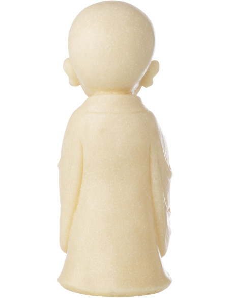 Grande Statuette déco Moine Priant H 32 cm Résine Jaune clair Satori 