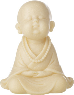 Statuette déco Moine Zen H 23 cm Résine Jaune clair Satori 