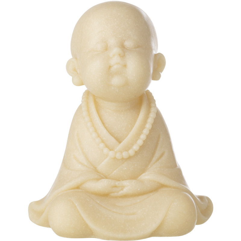 Statuette déco Moine Zen H 23 cm Résine Jaune clair Satori 