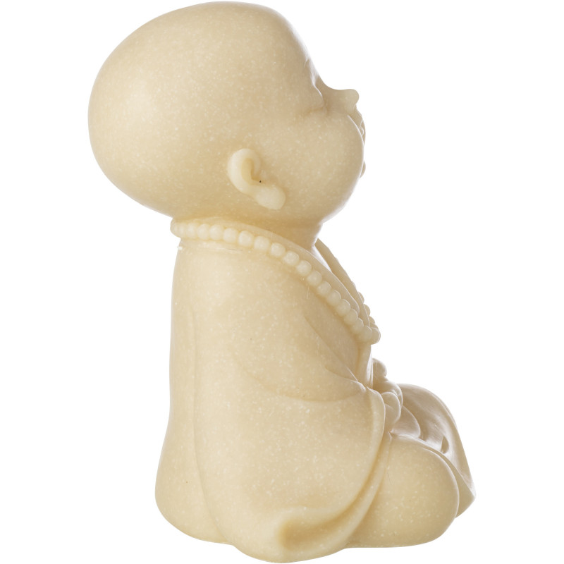 Statuette déco Moine Zen H 23 cm Résine Jaune clair Satori 