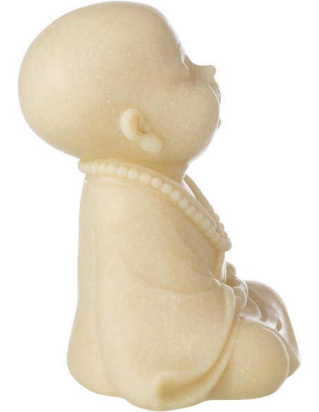 Statuette déco Moine Zen H 23 cm Résine Jaune clair Satori 