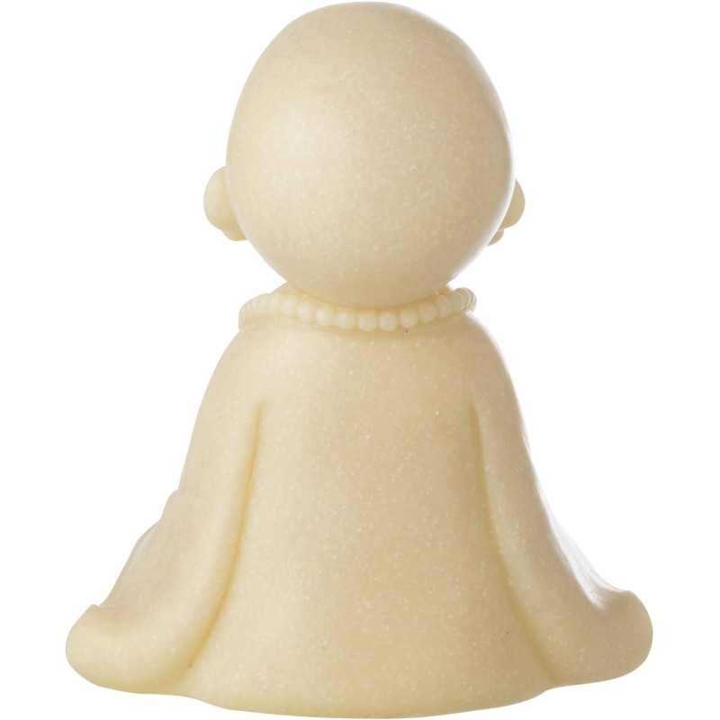 Statuette déco Moine Zen H 23 cm Résine Jaune clair Satori 