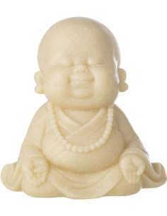 Statuette déco Moine Zen H 19 cm Résine Jaune clair Satori 