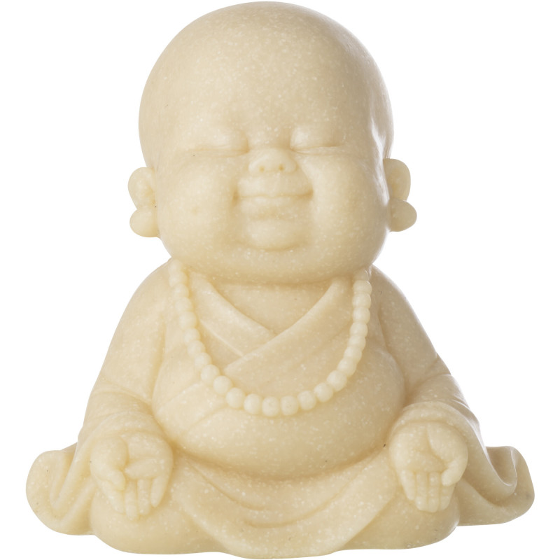 Statuette déco Moine Zen H 19 cm Résine Jaune clair Satori 