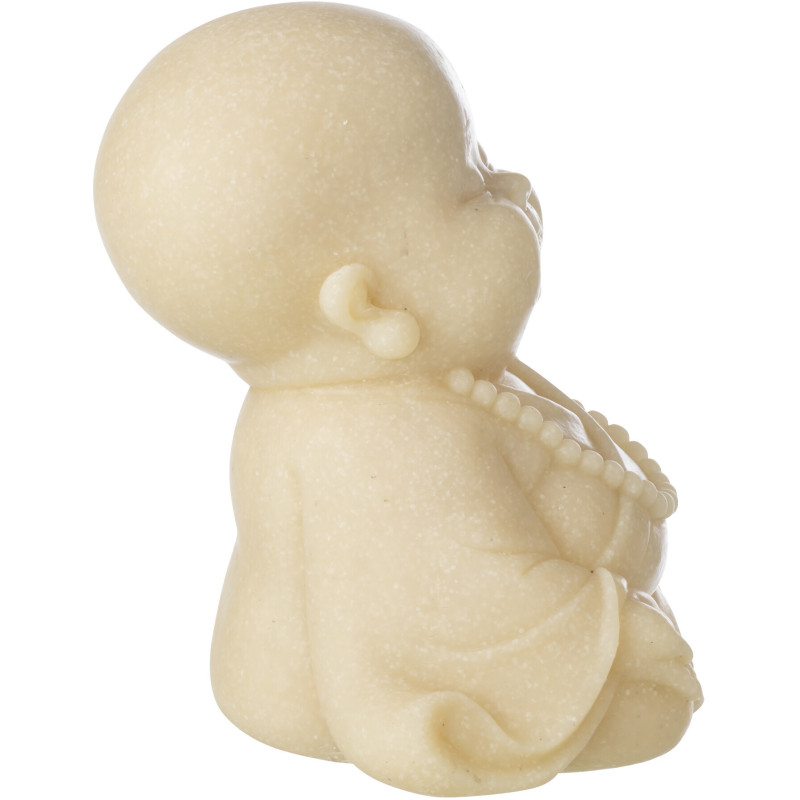 Statuette déco Moine Zen H 19 cm Résine Jaune clair Satori 