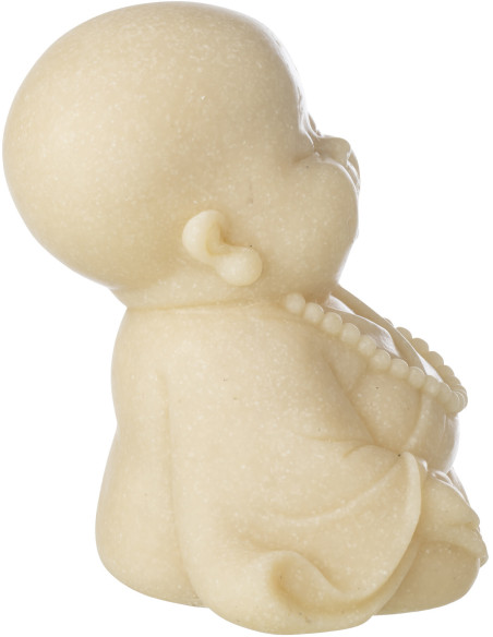 Statuette déco Moine Zen H 19 cm Résine Jaune clair Satori 