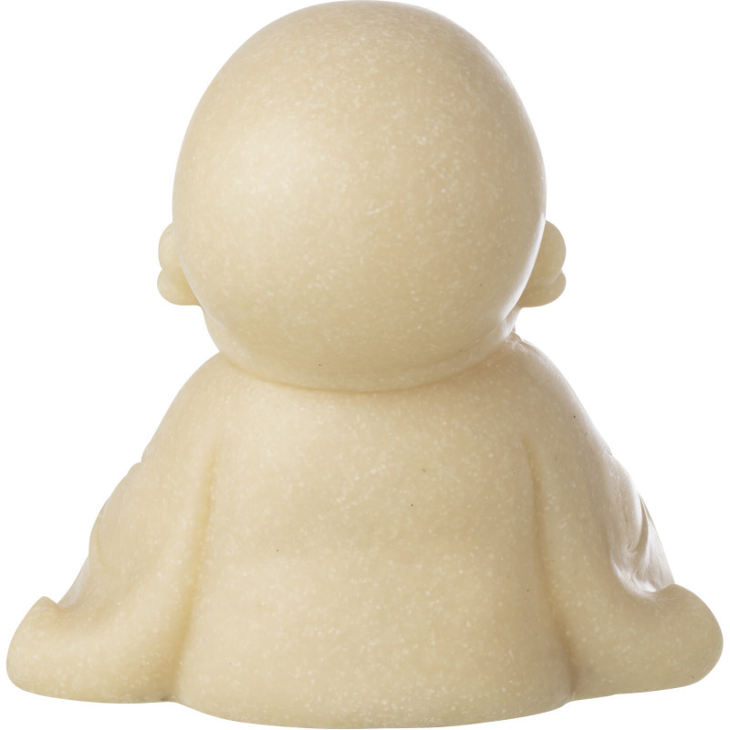 Statuette déco Moine Zen H 19 cm Résine Jaune clair Satori 