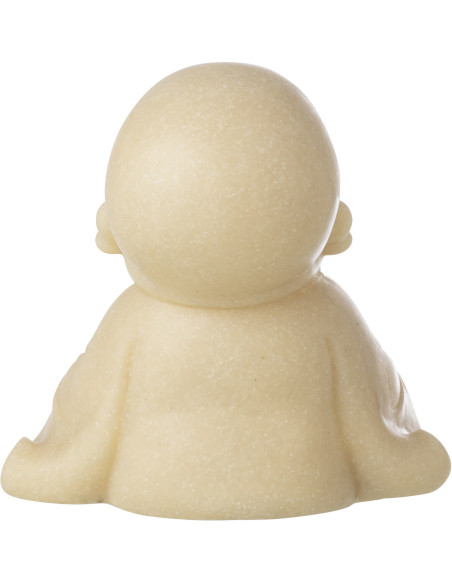 Statuette déco Moine Zen H 19 cm Résine Jaune clair Satori 