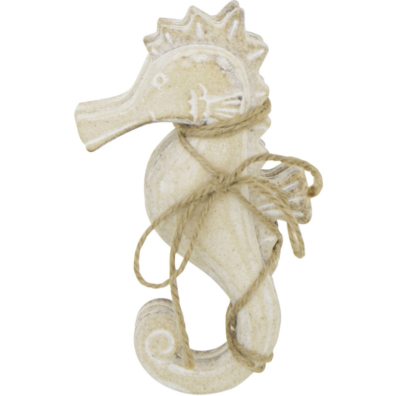 Lot de 2 Suspensions déco bord de mer Hippocampes Bois MDF Naturel Blanchi Corde Tressé Nautilia 