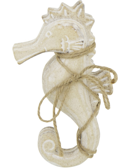 Lot de 2 Suspensions déco bord de mer Hippocampes Bois MDF Naturel Blanchi Corde Tressé Nautilia 