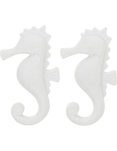 Lot de 2 Suspensions déco bord de mer Hippocampes Bois MDF Blanc Corde Naturel Tressé Nautilia 