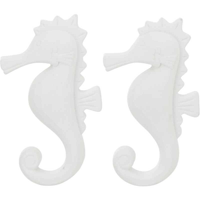 Lot de 2 Suspensions déco bord de mer Hippocampes Bois MDF Blanc Corde Naturel Tressé Nautilia 