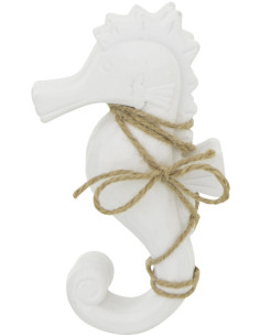Lot de 2 Suspensions déco bord de mer Hippocampes Bois MDF Blanc Corde Naturel Tressé Nautilia 