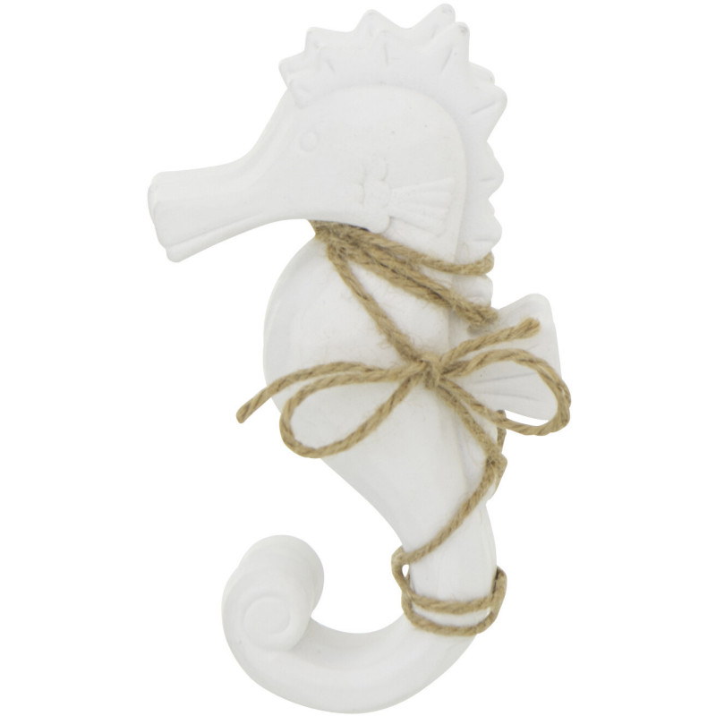 Lot de 2 Suspensions déco bord de mer Hippocampes Bois MDF Blanc Corde Naturel Tressé Nautilia 