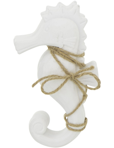 Lot de 2 Suspensions déco bord de mer Hippocampes Bois MDF Blanc Corde Naturel Tressé Nautilia 