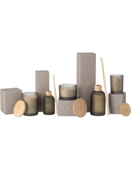 Grand Diffuseur de parfum à bâtonnets Mélange boisé Cuir Désir 550 ml Verre Beige Accord Essentiels 