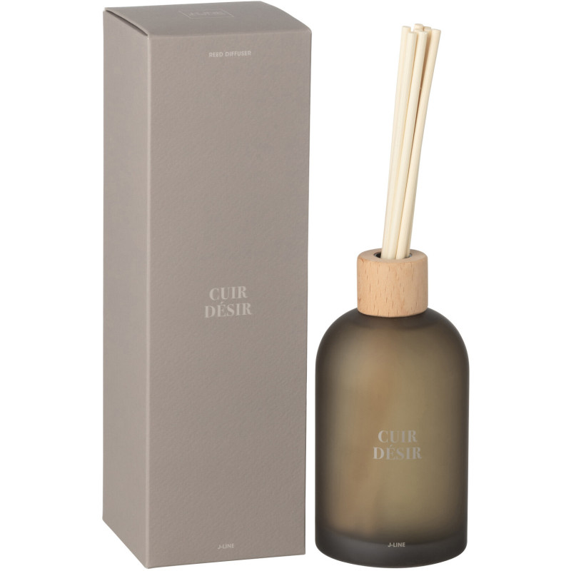 Diffuseur de parfum à bâtonnets Mélange boisé Cuir Désir 250 ml Verre Beige Accord Essentiels 