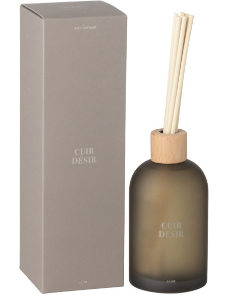 Diffuseur de parfum à bâtonnets Mélange boisé Cuir Désir 250 ml Verre Beige Accord Essentiels 