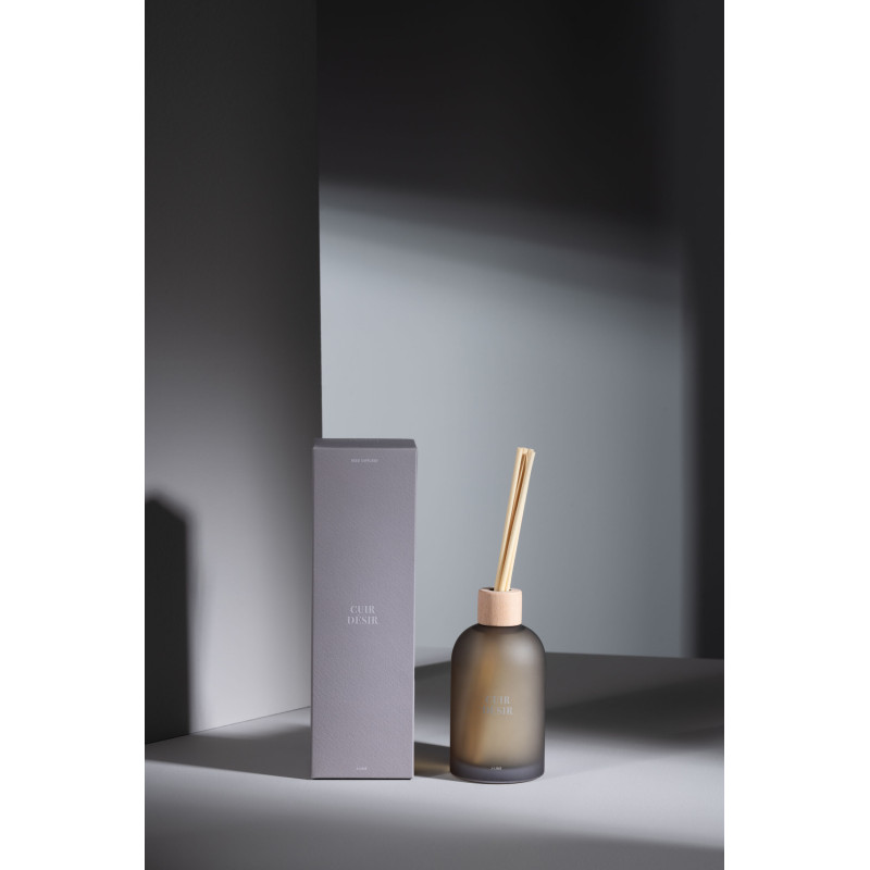 Diffuseur de parfum à bâtonnets Mélange boisé Cuir Désir 250 ml Verre Beige Accord Essentiels 