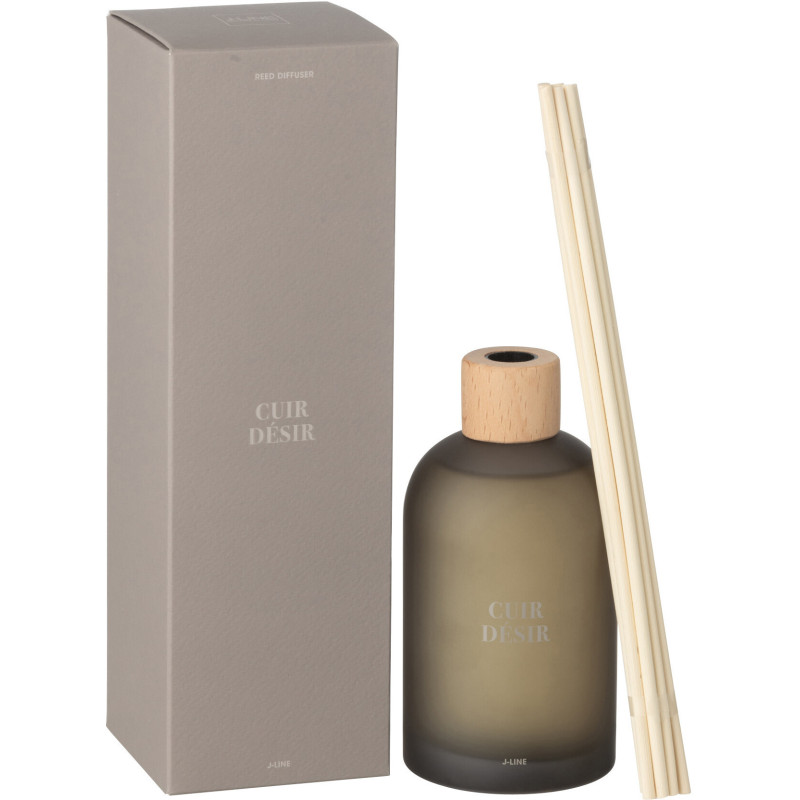 Diffuseur de parfum à bâtonnets Mélange boisé Cuir Désir 250 ml Verre Beige Accord Essentiels 