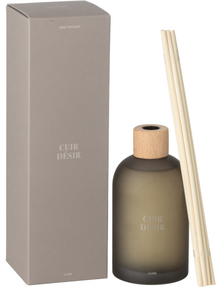 Diffuseur de parfum à bâtonnets Mélange boisé Cuir Désir 250 ml Verre Beige Accord Essentiels 