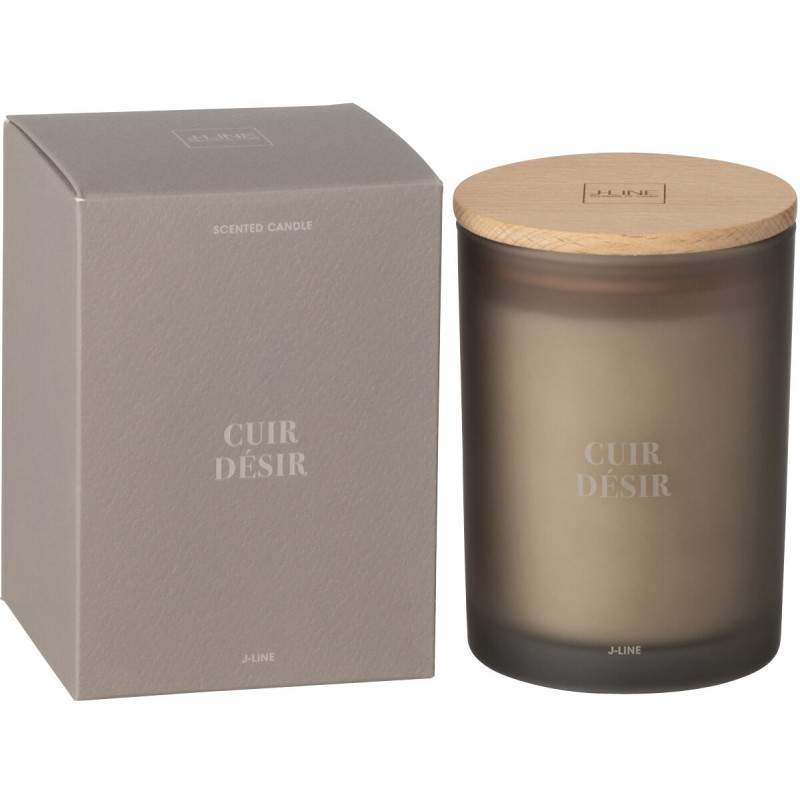Bougie parfumée Mélange boisé Cuir Désir 38 H Verre Beige Cire Accord Essentiels 