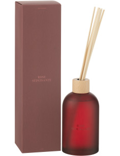 Grand Diffuseur de parfum à bâtonnets Mélange floral Rose séduisante 550 ml Verre Rouge Accord Essentiels 