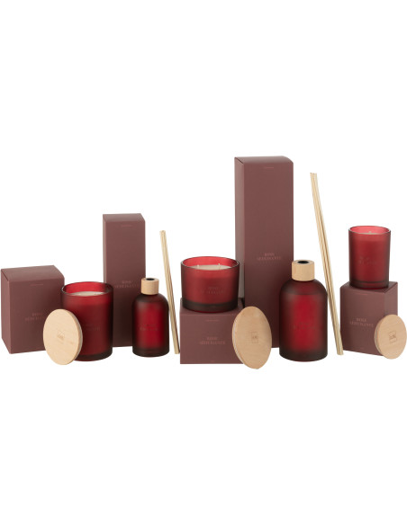 Grand Diffuseur de parfum à bâtonnets Mélange floral Rose séduisante 550 ml Verre Rouge Accord Essentiels 