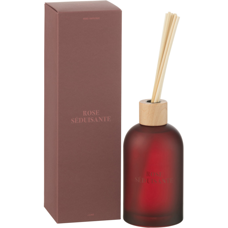 Diffuseur de parfum à bâtonnets Mélange floral Rose séduisante 250 ml Verre Rouge Accord Essentiels 