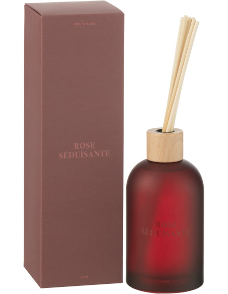 Diffuseur de parfum à bâtonnets Mélange floral Rose séduisante 250 ml Verre Rouge Accord Essentiels 