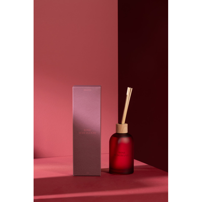 Diffuseur de parfum à bâtonnets Mélange floral Rose séduisante 250 ml Verre Rouge Accord Essentiels 