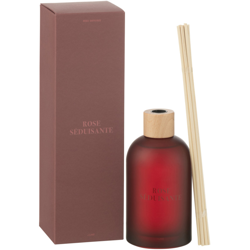 Diffuseur de parfum à bâtonnets Mélange floral Rose séduisante 250 ml Verre Rouge Accord Essentiels 