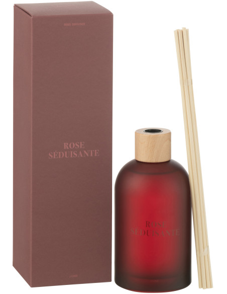 Diffuseur de parfum à bâtonnets Mélange floral Rose séduisante 250 ml Verre Rouge Accord Essentiels 