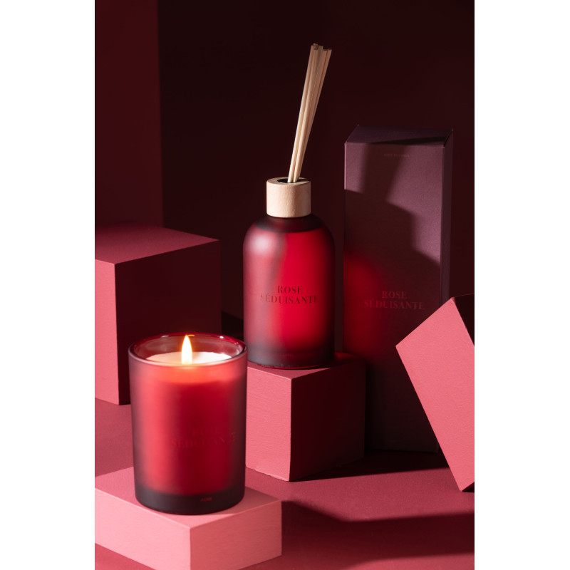 Diffuseur de parfum à bâtonnets Mélange floral Rose séduisante 250 ml Verre Rouge Accord Essentiels 