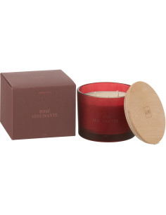 Bougie parfumée Mélange floral Rose séduisante 28 H Verre Rouge Cire Accord Essentiels 