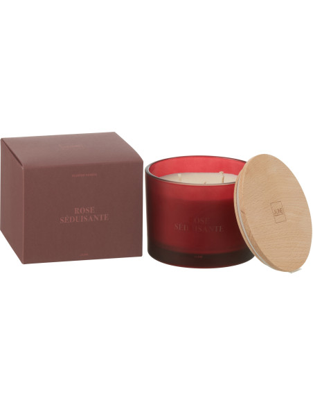 Bougie parfumée Mélange floral Rose séduisante 28 H Verre Rouge Cire Accord Essentiels 